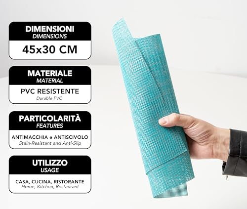 IPEA Tovagliette Americane Eleganti 45 x 30 cm per Cena, Pranzo, Colazione - 6 Unità - Tovaglietta Lavabile, Resistente al Calore, Antiscivolo, Antimacchia per Tavolo della Cucina e Sala - Azzurre - immagine 5