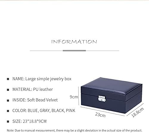 Large Velvet Jewelry Storage Case Organizer PU Leather Necklace Ring Earring Jewellery Box Packaging Casket jewelry organizer box (Black)