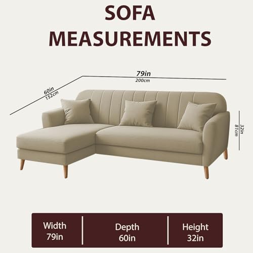 Image of Atticus LHS 4 Seater L Shape Sofa Set for Living Room (Cream Fabric) Premium Fabric Sofa Set