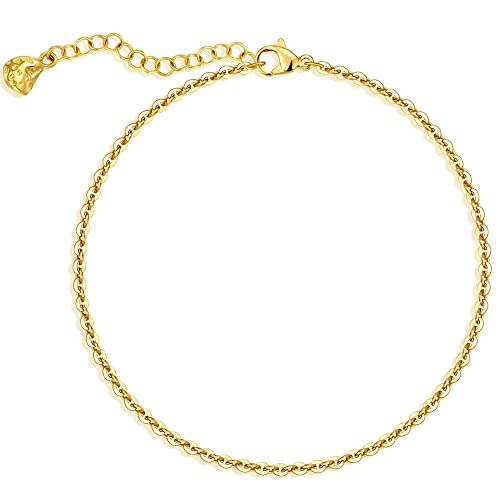 Wearon Gold Ankle Bracelets For Women 18K Gold Plated Anklet Cable Link Chain Anklet Summer Beach Foot Jewelry 2.5Mm #TOP26
