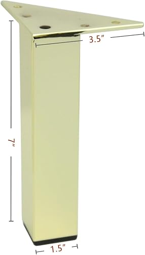 Miniatura 2 de Patas de metal para muebles, patas de metal, 7 pulgadas de alto, latón cepillado de latón cromado níquel satinado, patas cuadradas modernas, hechas