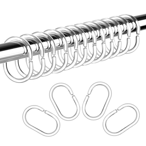 LIHAO 24x Duschringe Aufhänger Transparent Duschvorhangringe Kunststoff Ringe C für Duschstange