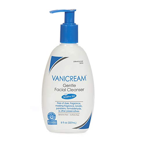 Vanicream Gentle Facial Cleanser for sensitive skin with pump dispenser - dye free, fragrance free, preservative free - oil free and non comedogenic - dermatologist tested - 8 ounce