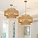 PENACINY 23.6” Boho Rattan Chandeliers Light Fixture, 6-Light Hand Woven Farmhouse Rustic Chandelier Hanging Light for Dining Rooom, Kitchen, Living Room, Foyer