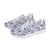Pinupub Blue Floral Print Casual Lightweight Running Shoes for Men Novelty Fashion Sports Basketball Sneakers Size 9