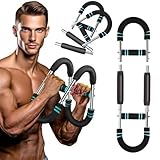 REBEAUQ アームバー 胸筋トレーニング器具 筋トレ器具 自宅 アームバー エキスパンダー 3段階負荷調整 (30~50KG) アームバー 大胸筋 腹筋 上腕二頭筋 背筋 全身トレーニング 分解収納 持ち運び便利 日本語説明書付き (ブルー)