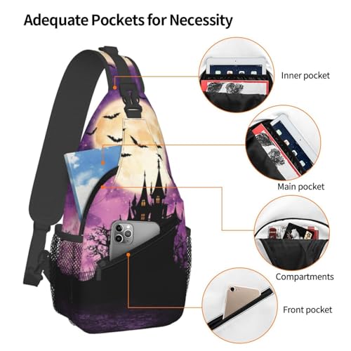 Halloween Bat Sling Bag Cute Pumpkin Crossbody Backpack Shoulder Chest Bags for Men Women Cycling Travel Walking4