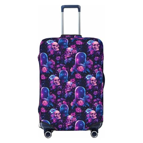 Luggage Cover Protector - Purple Floral Skull Print Suitcase Covers for Luggage Fit 29-32 Inch Suitcase