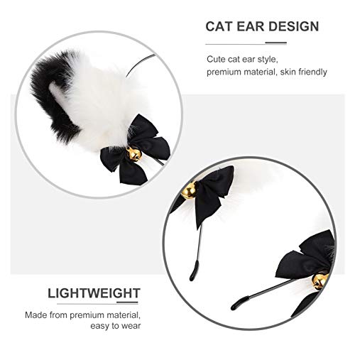 SOLUSTRE Orelhas de gato Tiara de orelhas de raposa com laços de sinos, fantasia de cosplay, faixa d