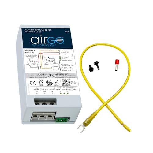 AIRGO Soft Starter for Air Conditioners & Heat Pumps – Reduces Startup Surge, Reverse Motor Protection, Easy DIY Install, Generator/Stored Energy/Solar Compatible (16–32A + Install Kit)