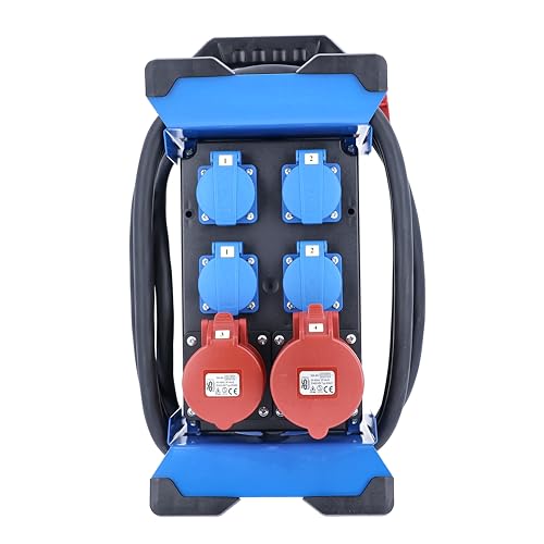 as - Schwabe Tragbarer Stromverteiler STECKY 13 - CEE Stecker 400V/32A/5polig - 4x Schuko, 1x CEE 16A, 1x CEE 32A – Mobiler Adapter – Verteiler für Innen & Außen – IP44 – Made in Germany, 60963