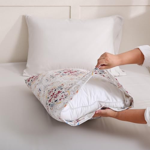 LONAVA Boho Queen Size 6 Pcs Sheet Set, Breathable Microfiber Deep Pocket Concrete Fitted Sheets, Comfy & Breathable Patterned Flat Sheets,4 Gentle Soft Pillowcases, Cream Pasliey by LONAVA - Used condition - Image 7
