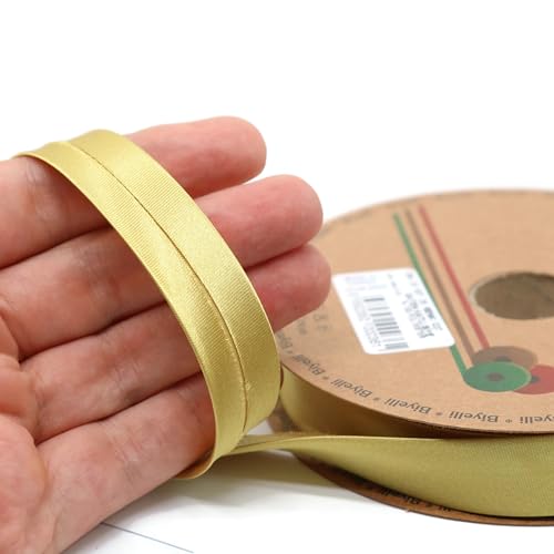 Image of Fold Satin Bias Tape - 99+ Colors - 3 /4 Inches Wide - 27 Yards - Fold Satin Binding Bias Ribbon Fabric Piping Bias Binding Tape for Sewing Clothing DIY (37. Metallic Gold) BYS37