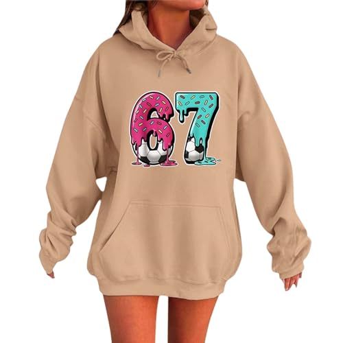 Genérico Sudaderas Niña Magnifica Sudadera para Niños con Estampado del Número 67 con Capucha, Aire Libre, Detalles Finos, Medidas 2-14 Años