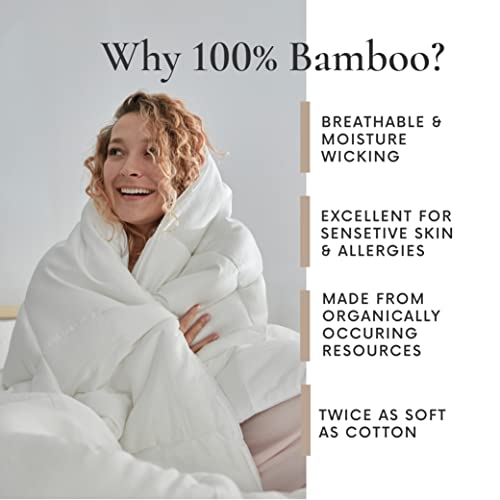 Bamboo Bay All Season Oversized King Comforter - 100% Organic Bamboo Oversized King Comforter - Oversized King Duvet Insert - Quilted Oversized King Down Alternative Comforter - 98 X 116 Inch - White #TOP3