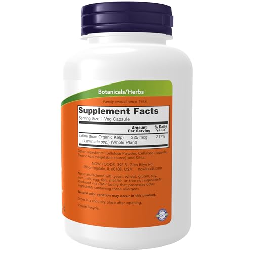 now supplements kelp 325 mcg of natural iodine supports healthy thyroid function super green 250 veg capsules