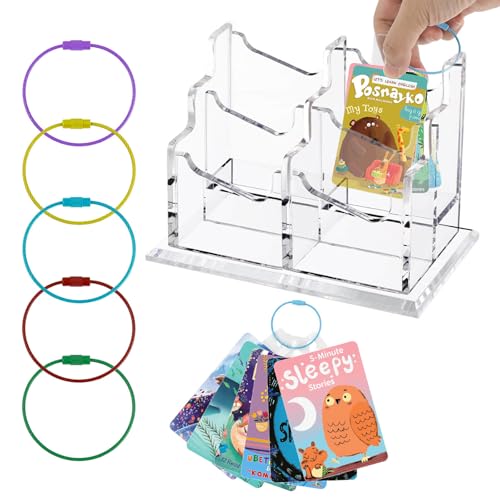 Image of Card holder for Yoto cards,Acrylic Yoto Card Case,Large Yoto Card Storage Box with Four Compartments,Yoto Card Keyring Loop Holder Card Tabs Storage,Card Desktop Organizer Card Storage Box (Acrylic)