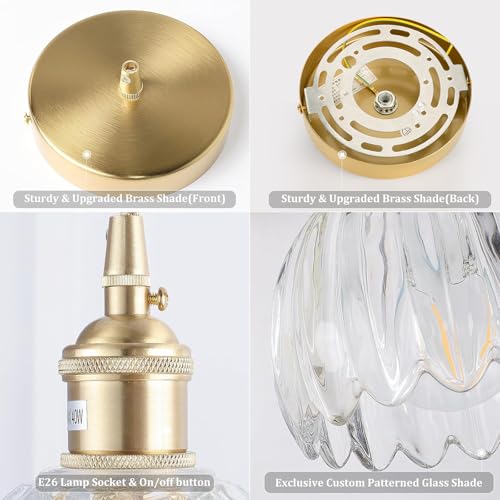 Shenmoyl Pendant Light With Clear Tulip Glass Lmapshade thumb #4