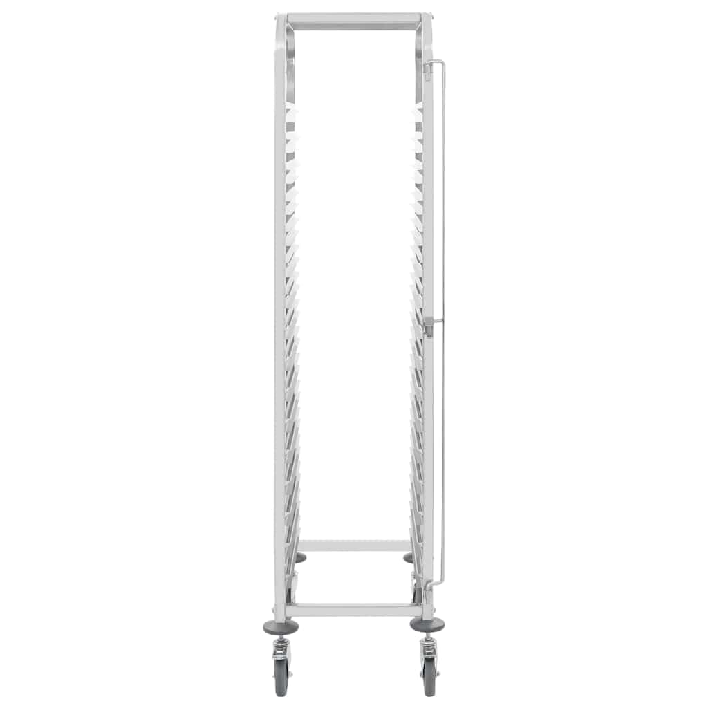 Carrello per vassoi in acciaio inox per 16 vassoi, 38 x 55 x 163 cm, 4 ruote girevoli con freni, carrello da cucina per gastronomia, conservazione e trasporto in ordine