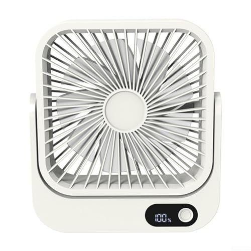 Lastdaytime Ventilador de pantalla LED inteligente de 5 velocidades con carga USB, ventilador eléctrico de escritorio, motor sin escobillas DC, material ABS