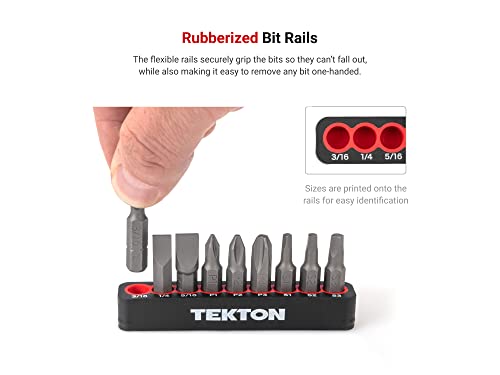 TEKTON hex bits organized on rail