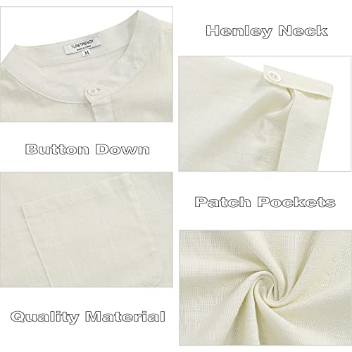 Turetrendy Men's Linen Kaftan Thobe Short Sleeve Robe Gown Casual Longline T Shirts For Beach Beige 2Xl #TOP4