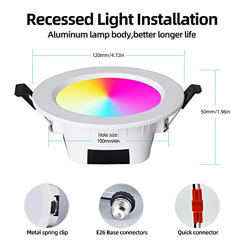 Giderwel Smart Recessed Zigbee Led Downlight Rgbww 4 Inch Work With Hub Bridge,Echo Plus For App/Alexa Voice Control Rgbcct Ceiling Light Dimmable(3000K-6000K)Retrofit Led Can Lights（2Pack） #TOP5