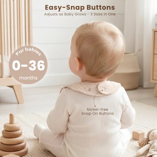 Image of Konssy 3-Pack Muslin Baby Girl Bibs, 100% Cotton with Ruffle Trim | Ultra Soft & Absorbent, Baby Essentials for Drooling and Teething, for Newborn, Infant & Toddler 0-36 Months