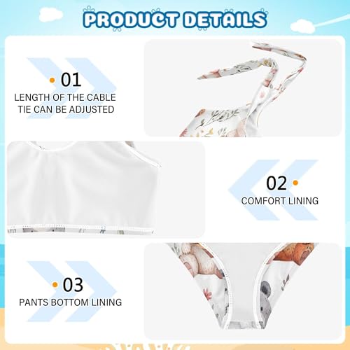 Cartoon Cute Bear White Girls Bathing Suit Set Cute Elastic 2 Piece Swimwear Baby Girls Swimming Suits 3T3