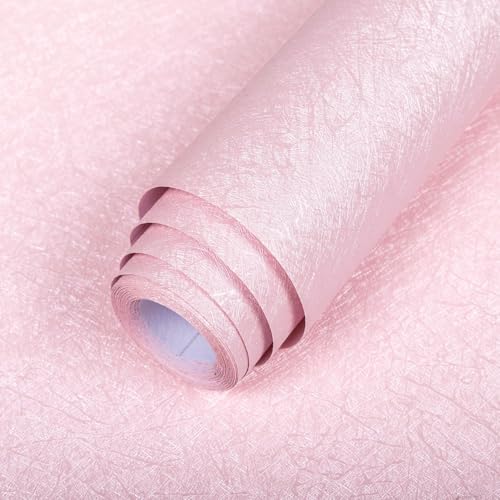 Abyssaly 15.7 inch X 118 inch Pink Wallpaper Embossed Self Adhesive Peel and Stick...