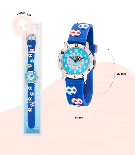 Kiddus Reloj Educativo de Calidad para niña y niño. Analógico de Pulsera, con Ejercicios Time Teacher para Aprender a Leer y Decir la Hora. Fútbol