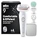Braun Silk-épil 9 SkinSpa Epilierer Damen, All-in-One Set, Haarentferner für Langanhaltende Haarentfernung, Ladyshaverer, Wasserdicht — Inkl. Rasieraufsatz und Massageaufsatz — 9-080, Weiß/Rosa