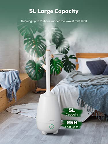 Aiheal Humidifiers For Bedroom Large Room Home, 5L Top Fill Cool Mist Ultrasonic Humidifier For Baby Plants, Smart Humidistat Mode, Essential Oil Diffuser, Sleep Mode, Auto Off And Ultra Quiet, White #TOP2