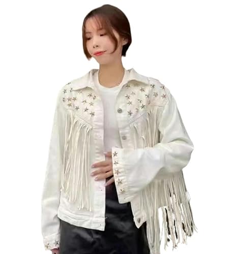 Veste en denim vintage à rivets pour un look festival bohème veste d'automne lâche