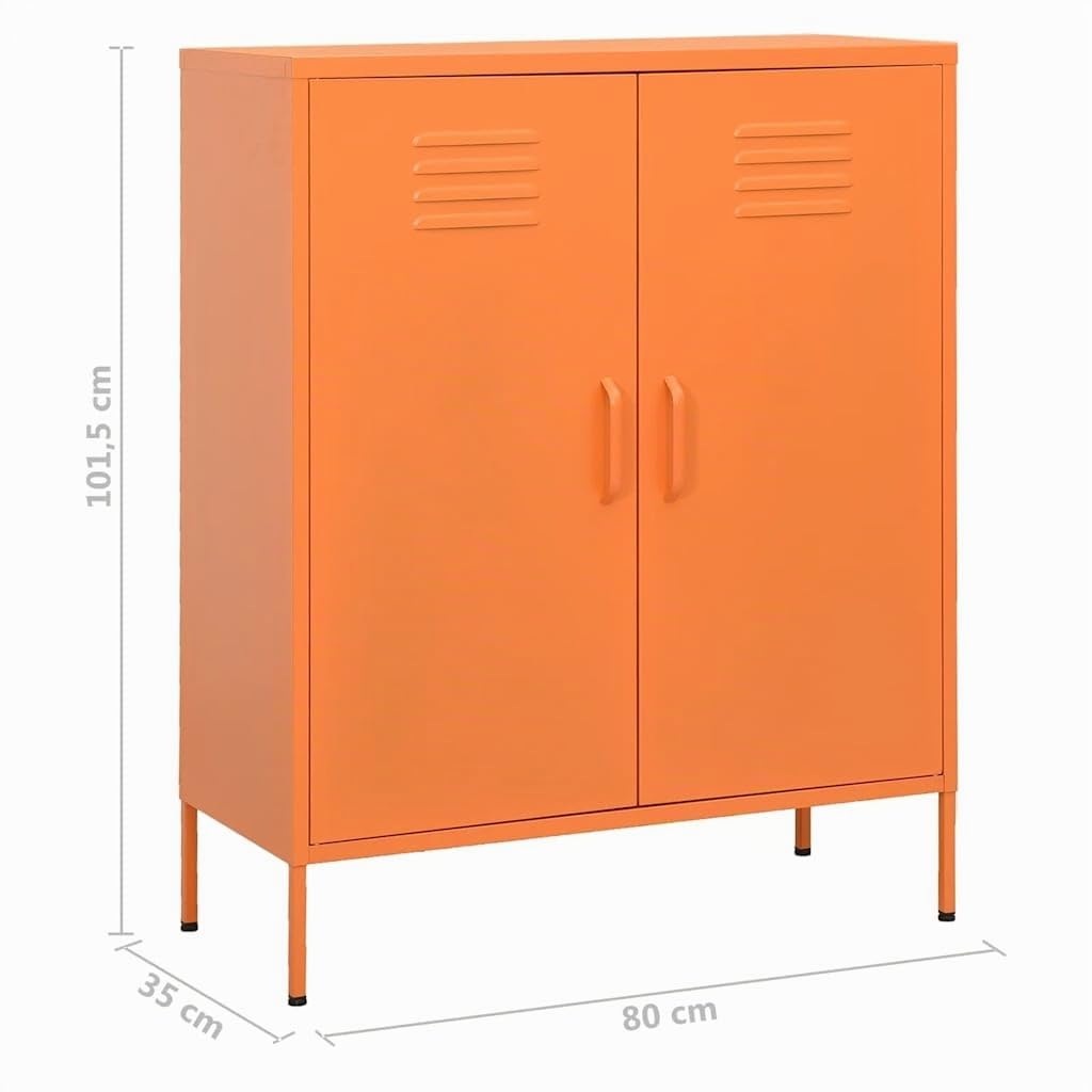vidaXL Lagerschrank Sideboard Kommode Anrichte Stahlschrank Schrank Beistellschrank Mehrzweckschrank Bücherschrank Standschrank Orange 80x35x101,5cm Stahl