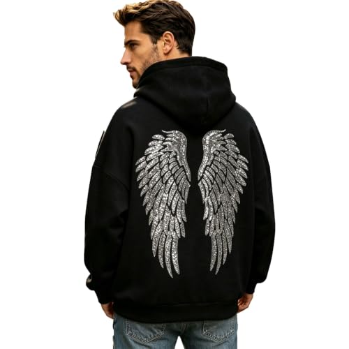 Sudadera anti UV hombre con capucha de lentejuelas negra talla M