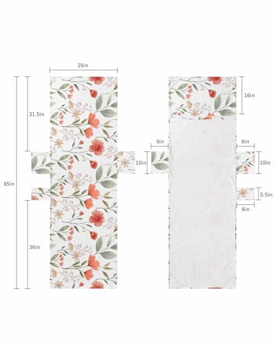 Red Teal Spring Floral Beach Lounge Chair Towel Cover, Soft Chaise Lounge Towel with Side Pockets Patio Pool Chairs Cover for Beach/Pool Sunbathing 29x85 Pastoral Botanical Watercolor