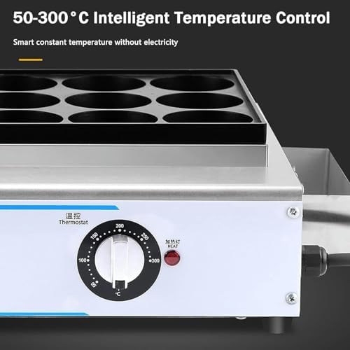Commercial Electric 9 Hole Egg Burger Maker, Griddle for Meat, Adjustable 50-300℃ Temperature Control, Perfect for Restaurants and Food Trucks