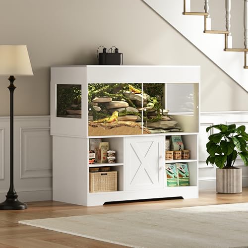 Image of Herture 120 Gallon Reptile Tank with Stand, 4x2x2 Terrarium Enclosure