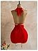 SHENHE Women's Sexy Deep V Neck Halter Mini Dress Backless Metal Ring Bodycon Party Club Dress Red Small