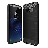 Galaxy S8 Plus Case (2017) by GAVIMAX With Shock Absorption and Carbon Fiber Design, Full-body Flexible Inner Protection, Rubber Soft Skin, Metal Texture, Slim TPU Armor (Black)