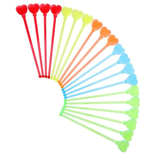 OFFSCH 80Pcs Creative Acrylic Swizzle Sticks Random Color Drink Stirrers for Cocktails Heart Shape Design for Home Bar and Shop Use