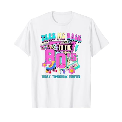 Llévanos de vuelta a los años 80 vintage colorida fiesta temática de los años 80 Camiseta