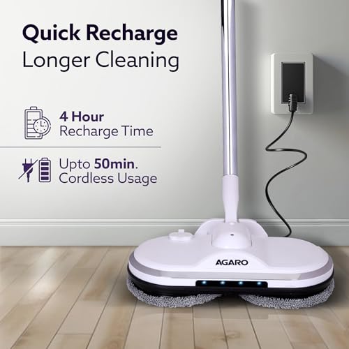 AGARO Regency Electric Spin Mop for Floor Cleaning, Mopping, Automatic Wet Mopper, Cordless, Adjustable Handle, Water Sprayer, Lightweight, for Wooden, Tiles & Hard Floors, Home, Kitchen & Office use