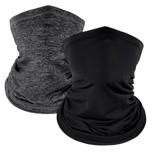 Kiiwah 2 Piezas Braga Cuello Moto, Elástica Calentador de Cuello, Braga de Cuello para Hombre y Mujer, Deporte Pasamontañas Tubular Pañuelo Multifunción Bandana para Esquí, Correr, Ciclismo