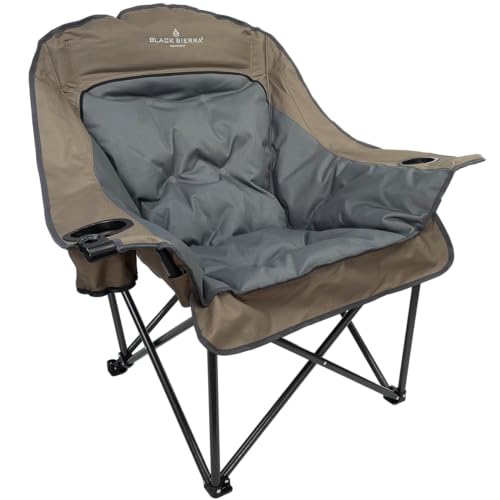 Black Sierra Oversized Camping Chair for Adults, Heavy Duty Outdoor Seat with...