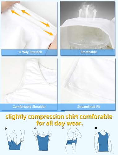 MISS MOLY 2 Pack Gynomastica Tummy Control Undershirt V Neck Compression Shirt for Men Slimming Vest Tank Tops Shapewear3