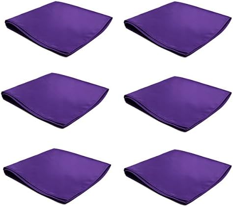 Mens Pocket Squares Handkerchief 6 PK Wedding Party Solid Color Handkerchiefs (Purple)