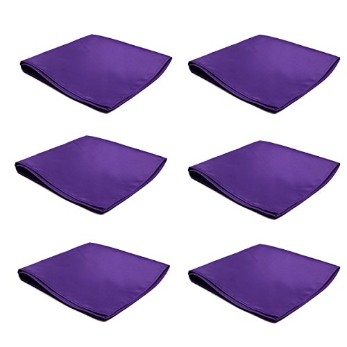 Mens Pocket Squares Handkerchief 6 Pk Wedding Party Solid Color Handkerchiefs (Purple) #TOP4