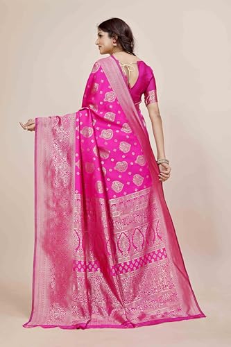 Image of Shasmi Women's Banarasi Saree Pure Kanjivaram Silk Saree Soft new ladies 2025 Design Wear Pattu Sarees Party Sari collections With Blouse Piece for Wedding sadi (PARI-218)